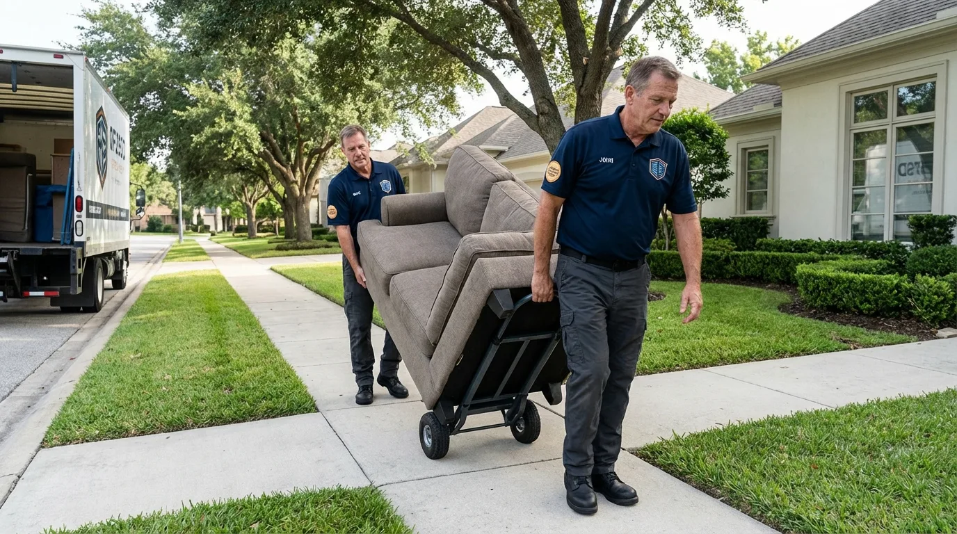 Local residential moving crew loading furniture in Claremont, CA